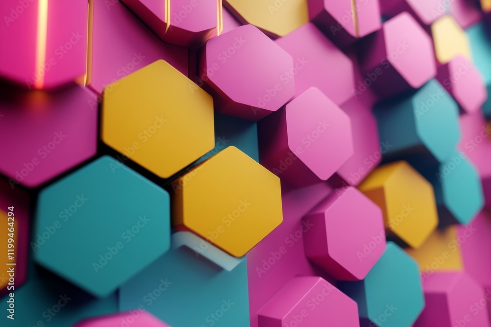 hexagonal abstract 3d background, Generative AI hexagonal abstract 3d background, Generative AI