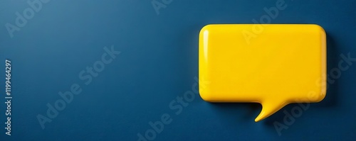 A vibrant yellow speech bubble on a dark blue background for communication concepts.