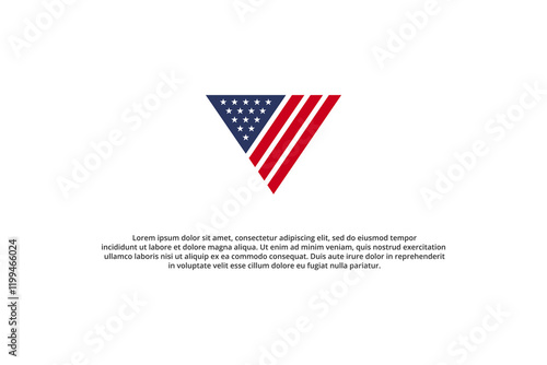 american flag and usa triangle logo