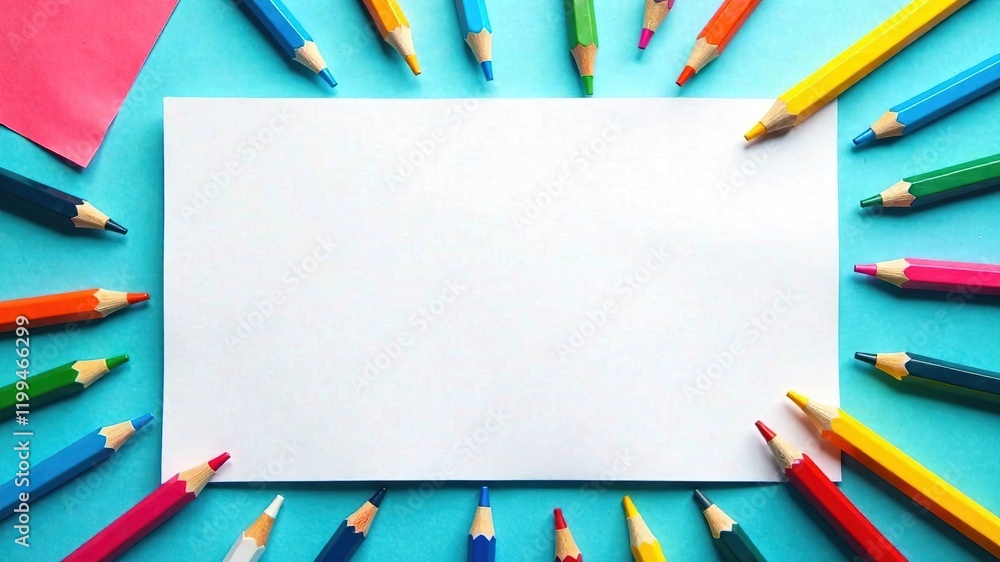 Obraz premium Colorful School Supplies Frame - Blank Space for Design