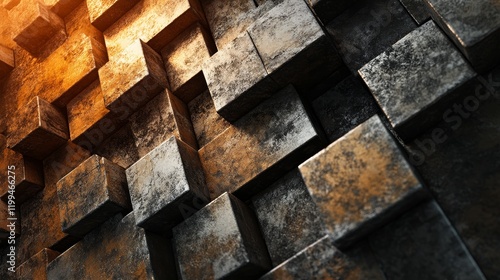 Abstract metallic cube pattern, textured background