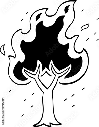 hand drawn cartoon vector of wildfire illustration.