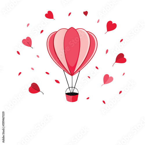 valentine card with hearts balloon icon silhouette vector illustration with a blend of modern elegance and romantic charm. Incorporate a romantic heart element to enhance the festive feel.	