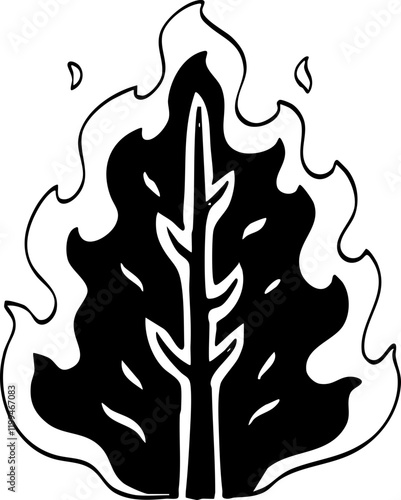 hand drawn cartoon vector of wildfire illustration.