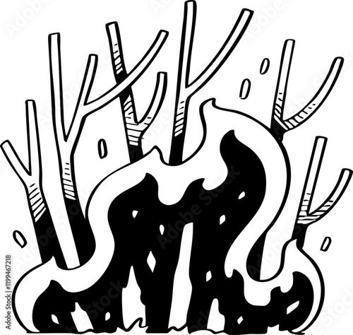 hand drawn cartoon vector of wildfire illustration.