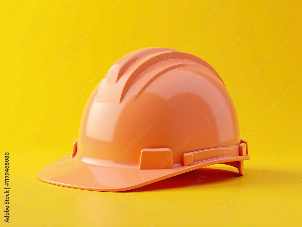 3D Salmon Hard Hat on Yellow - High Resolution Render 3D Salmon Hard Hat on Yellow - High Resolution Render