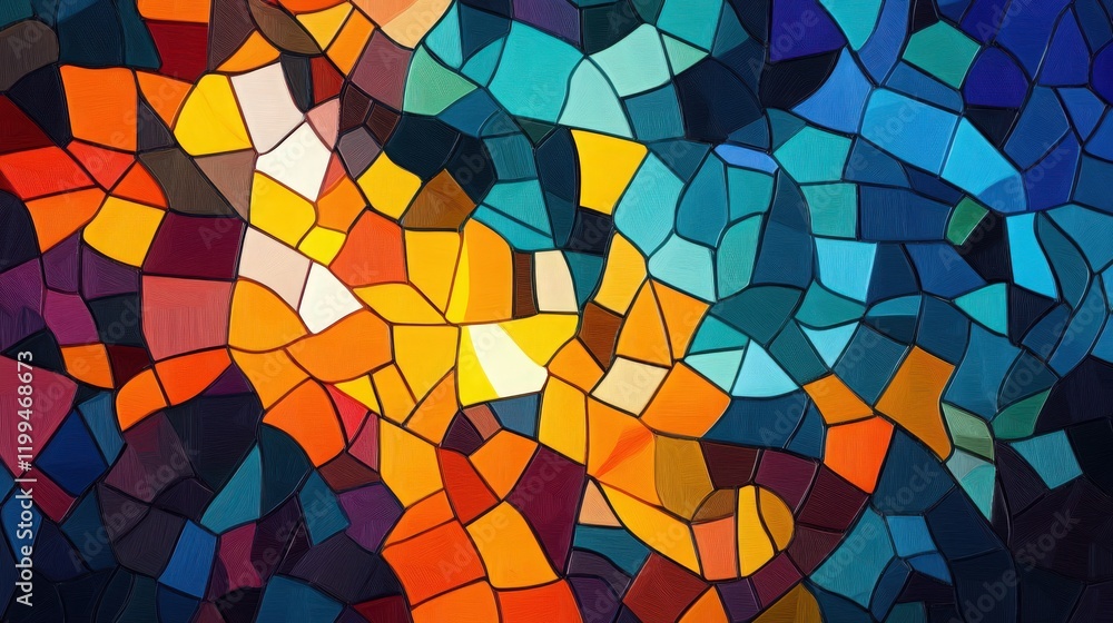 Abstract mosaic pattern in bright and dark hues, geometric shapes texture Abstract mosaic pattern in bright and dark hues, geometric shapes texture