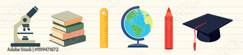 Education tools for academic success, vector element set