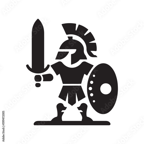 gladiators soldier spartan warrior cartoon character with helmet logo icon silhouette vector art flat design illustrations