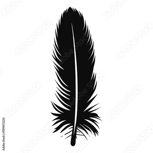 Black silhouette feather illustration minimalist astronomy vector