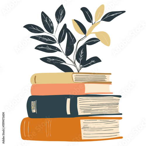 Books art illustration plant vector
