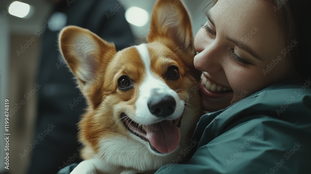 A Joyful Dog Hug in a Hospital Setting A Joyful Dog Hug in a Hospital Setting