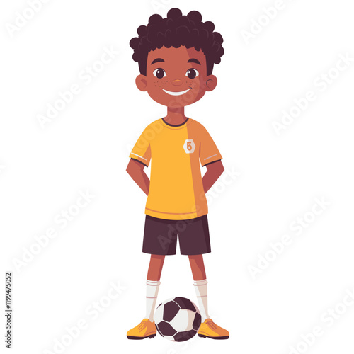 Boy football player illustration smiling soccer vector