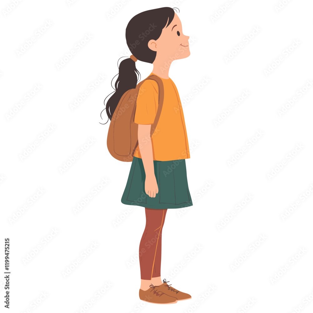 Fototapeta premium 6 years old girl cartoon illustration female vector