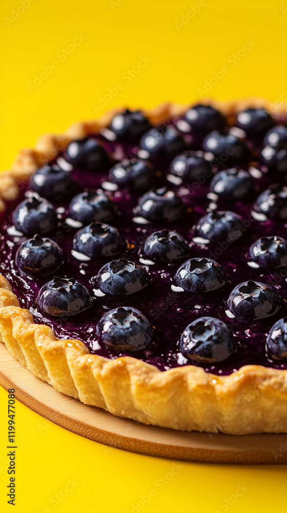 Blueberry Pie on Yellow Background Blueberry Pie on Yellow Background