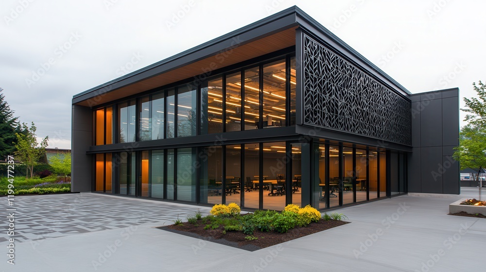 Industrial Chic Warehouse Conversion Modern building with large glass windows and decorative facade. Industrial Chic Warehouse Conversion Modern building with large glass windows and decorative facade.