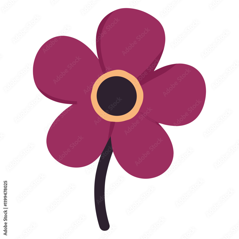 Purple flower illustration minimalist design vector