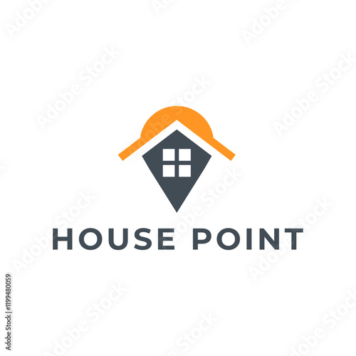 House point logo design vector template. Pin icon with home combination. .