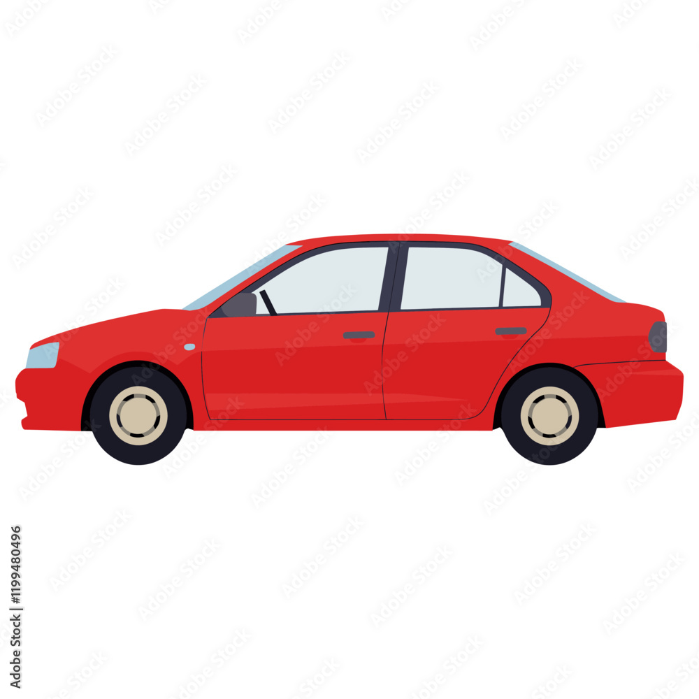 Red car transportation illustration automobile vector Red car transportation illustration automobile vector