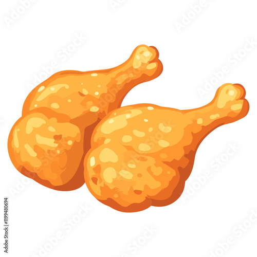 Fried chicken illustration style food vector