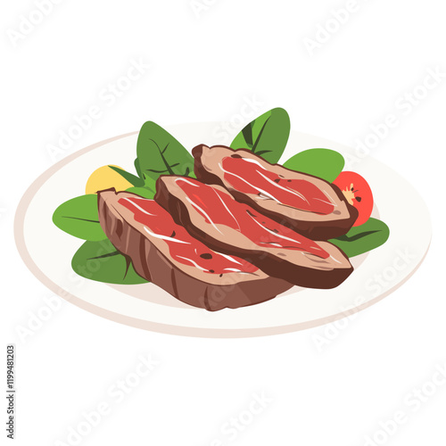 Steak food meat art vector