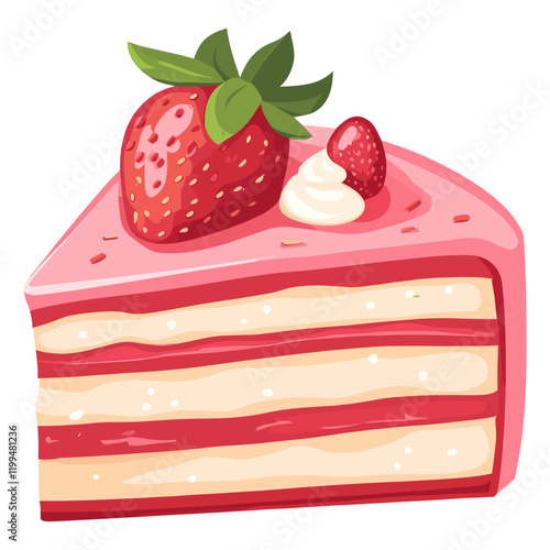 Strawberry cake illustration dessert fruit vector