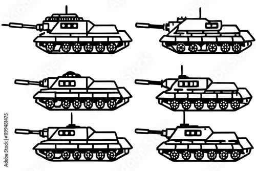 Military Tank Vector Bundle Set of Illustrations