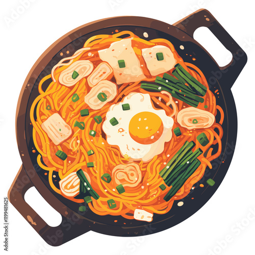 Korean bibimbup illustration food meal vector