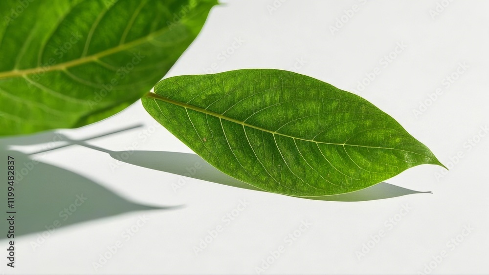 Obraz premium green cocoa leaf isolated on white