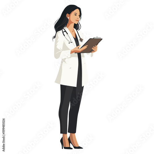 Female asian doctor illustration standing woman vector