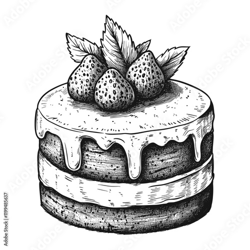 Cake art strawberries strawberry vector
