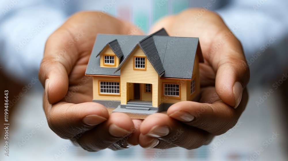 Hands Holding a Small Model House in a Close-Up Shot Hands Holding a Small Model House in a Close-Up Shot