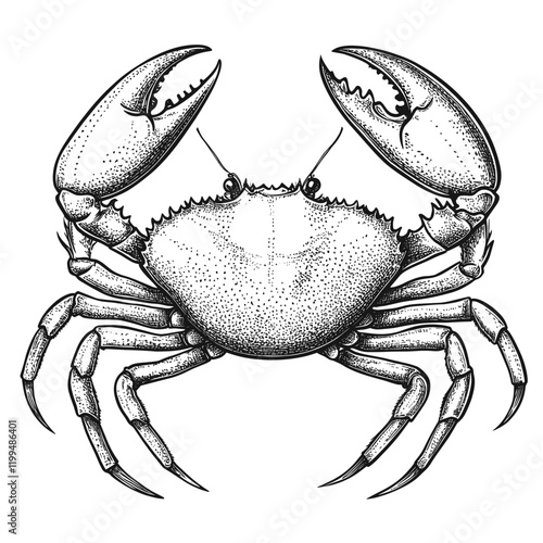 Crab black white art vector photo