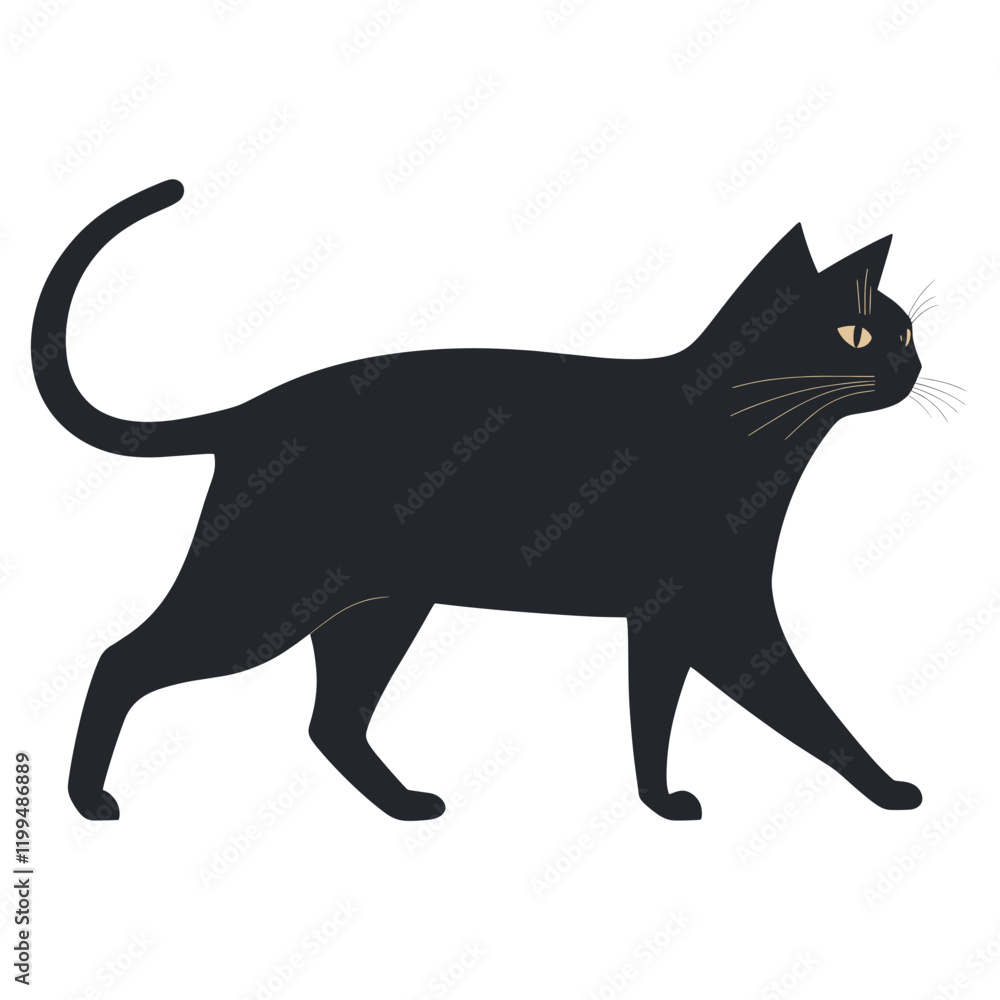 Black cat walking illustration silhouette minimalist vector Black cat walking illustration silhouette minimalist vector