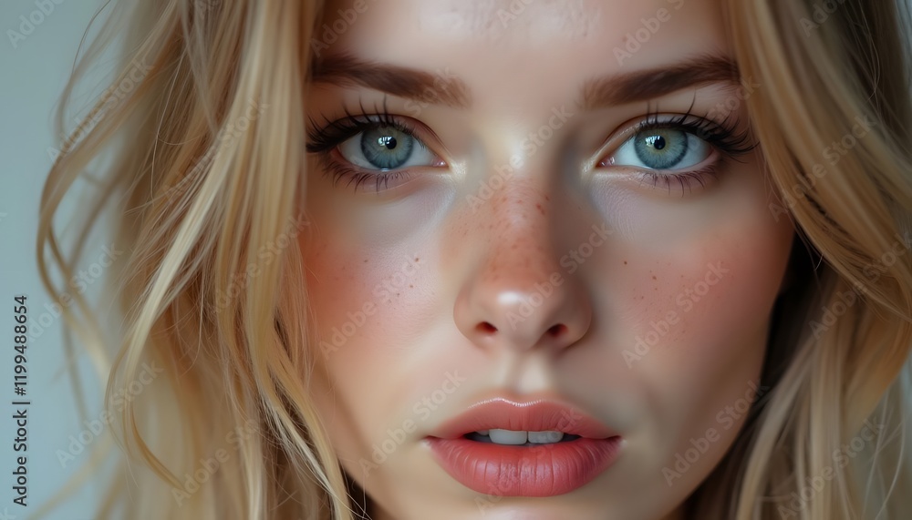 Blond Woman's Portrait: Soft, Dreamy Close-up Blond Woman's Portrait: Soft, Dreamy Close-up