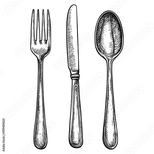 Spoon knife fork cutlery vector