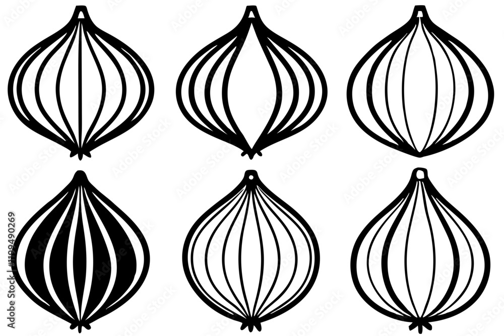 Fototapeta premium Onion Line Art Vector Bundle