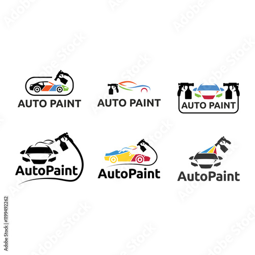 Set of Car painting logo design vector illustration. Auto paint logo vector illustration,