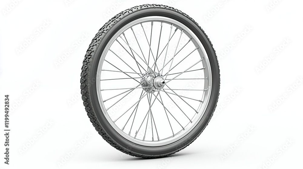 Fototapeta premium Bicycle wheel with tire on white background.