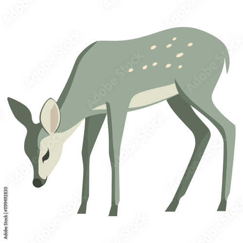 Sage Green Deer Grazing deer illustration wildlife vector