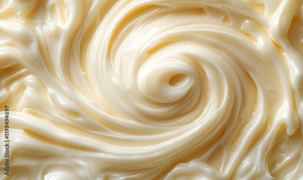 Swirled creamy mayonnaise close-up texture Swirled creamy mayonnaise close-up texture