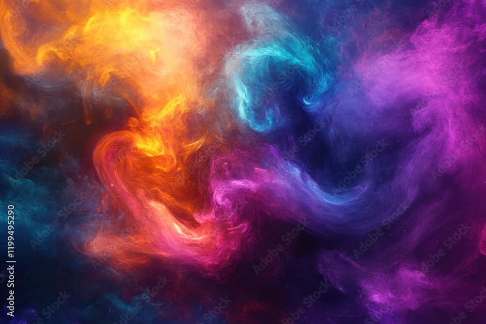 Abstract Swirling Clouds of Orange, Blue, and Purple Hues Abstract Swirling Clouds of Orange, Blue, and Purple Hues