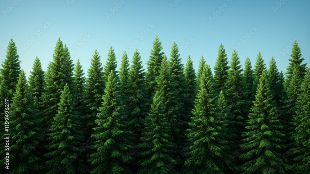 Obraz premium Lush Green Forest with Clear 3D View Showcasing Transparency and Depth for Scenic Backgrounds and Nature Projects