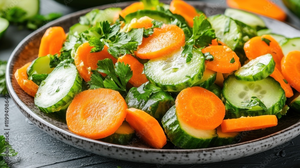 Fresh Vegetable Salad with Carrots and Cucumbers Fresh Vegetable Salad with Carrots and Cucumbers