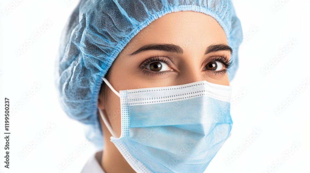 A doctor wearing a mask, ready for a medical emergency, looking into the camera, isolated on a white background, A doctor wearing a mask, ready for a medical emergency, looking into the camera, isolated on a white background,