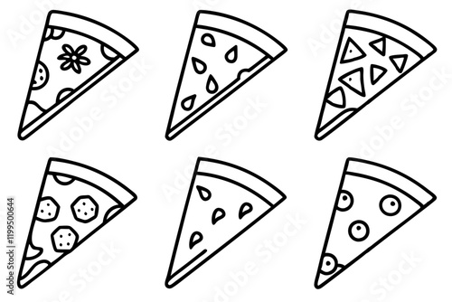 Pizza Slice Line Art Vector Bundle