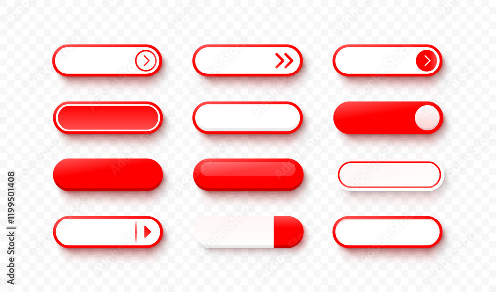 Obraz premium Click here button set, link mouse click, transparent background. Vector illustration 