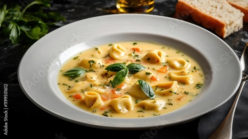 Wallpaper Mural Tortellini soup on a white plate Torontodigital.ca