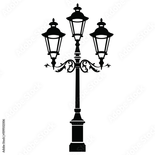 Vintage streetlights silhouette lamp chandelier vector