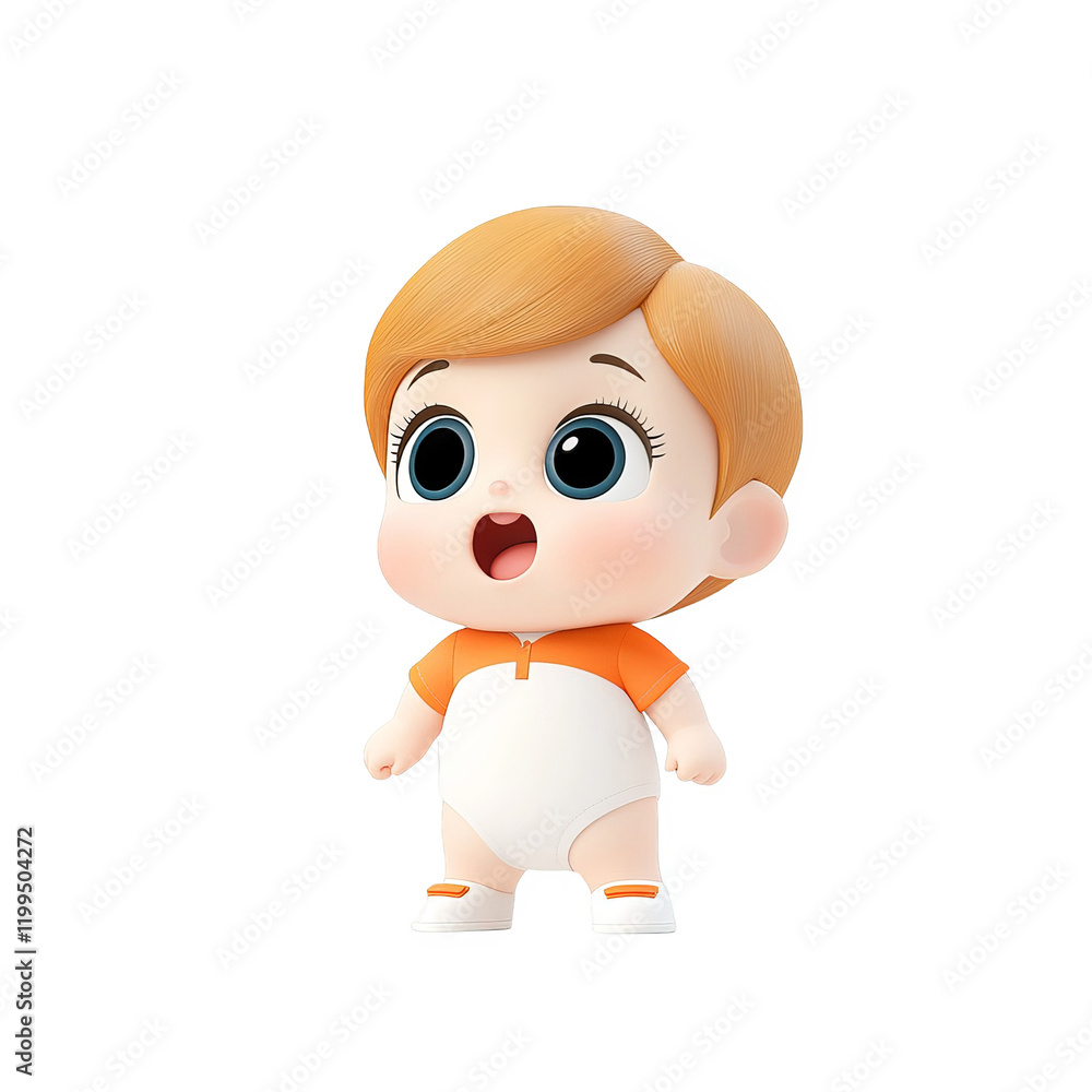 Obraz premium Playful cartoon baby character home digital illustration cheerful setting close-up view fun concept